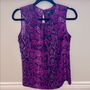 Alice + Tricia Purple Sleeveless snake patterns silk Top